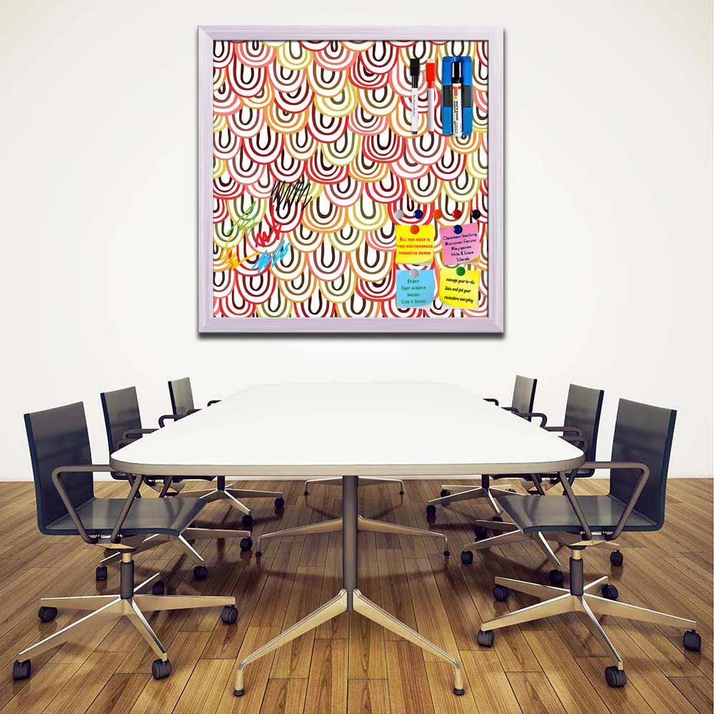 Abstract Doodles Framed Magnetic Dry Erase Board | Combo with Magnet Buttons & Markers