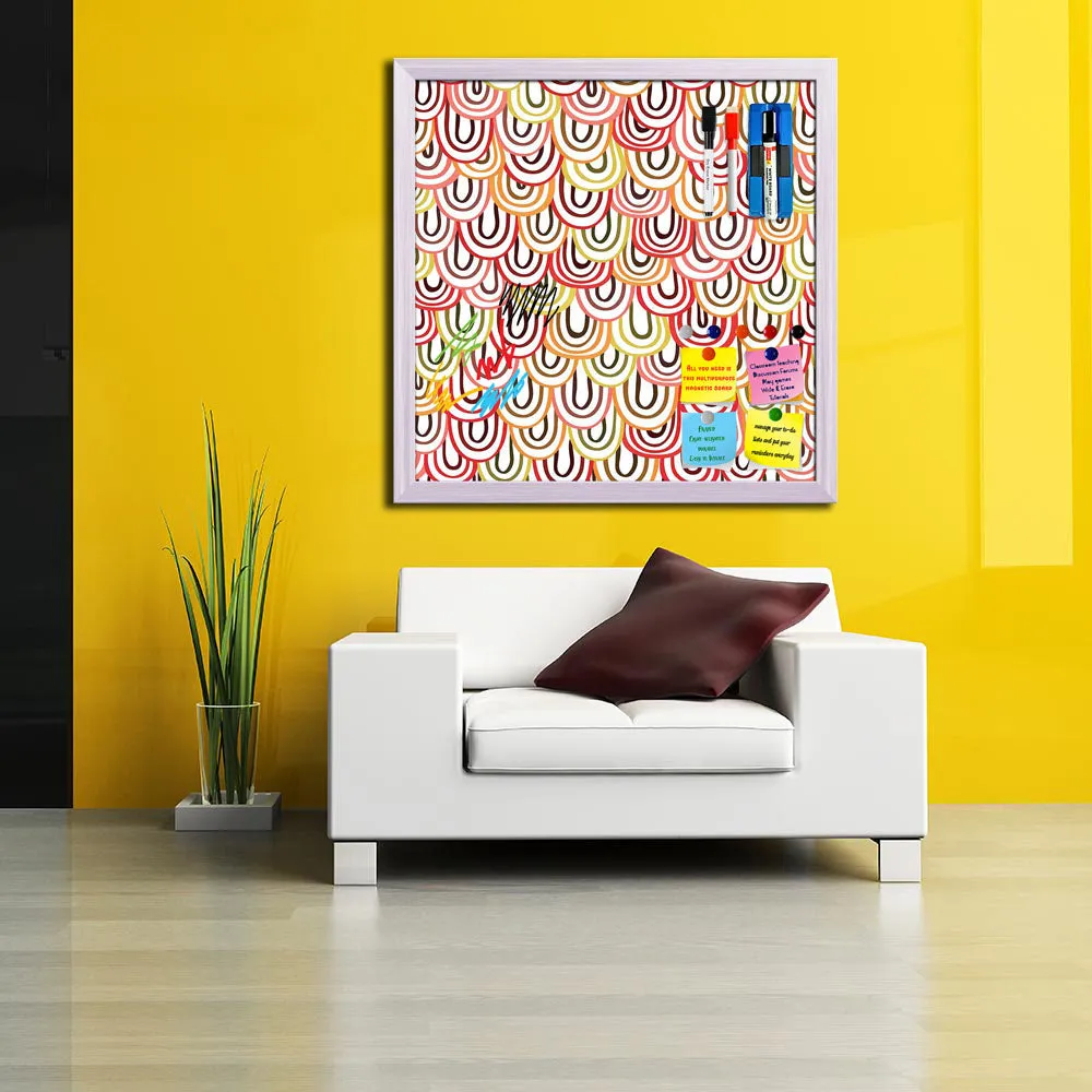 Abstract Doodles Framed Magnetic Dry Erase Board | Combo with Magnet Buttons & Markers