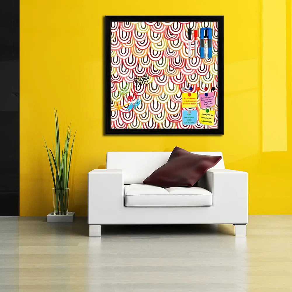 Abstract Doodles Framed Magnetic Dry Erase Board | Combo with Magnet Buttons & Markers