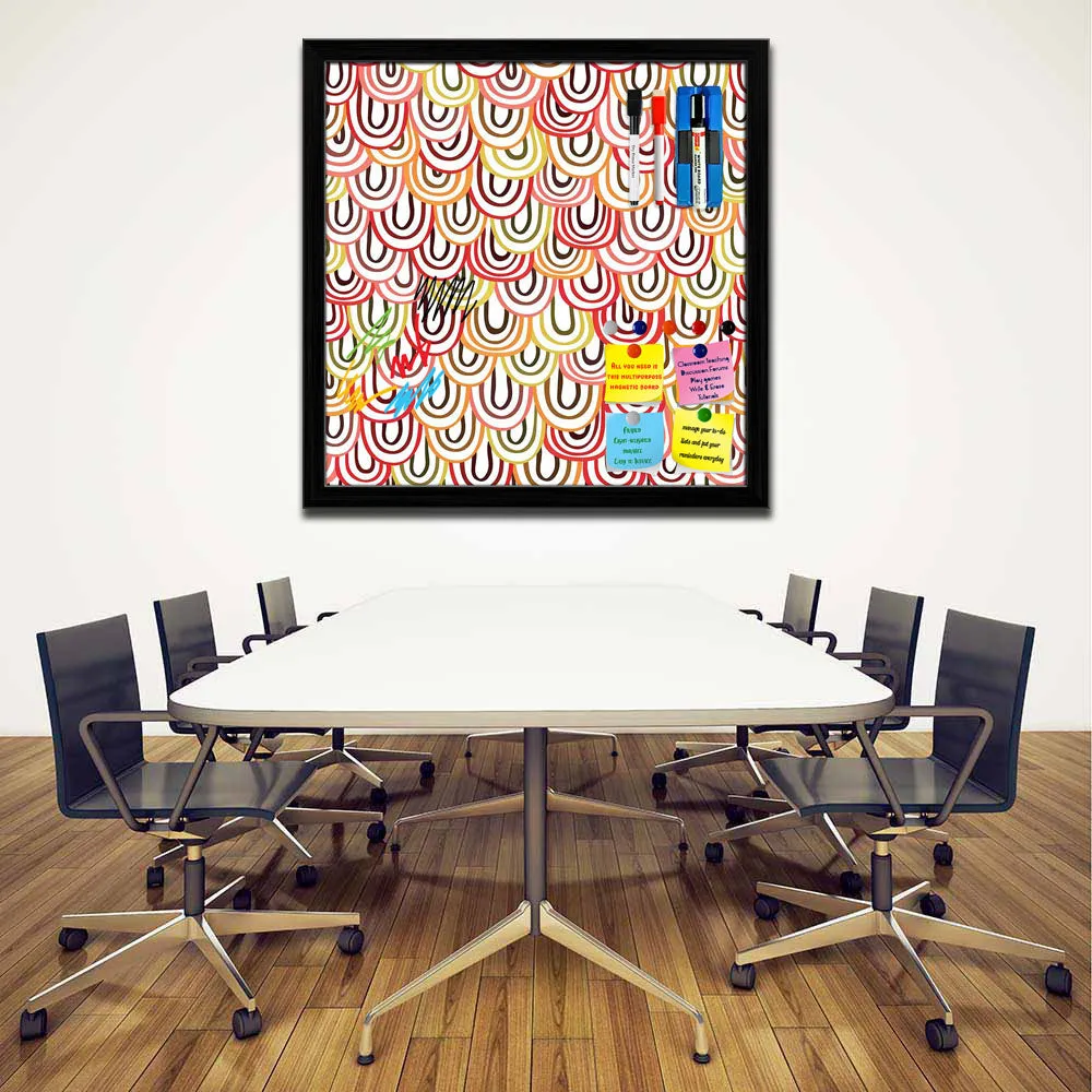 Abstract Doodles Framed Magnetic Dry Erase Board | Combo with Magnet Buttons & Markers