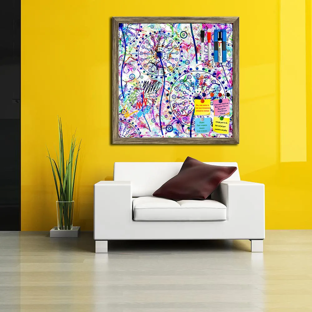 Abstract Floral Pattern Framed Magnetic Dry Erase Board | Combo with Magnet Buttons & Markers