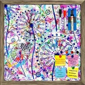 Abstract Floral Pattern Framed Magnetic Dry Erase Board | Combo with Magnet Buttons & Markers