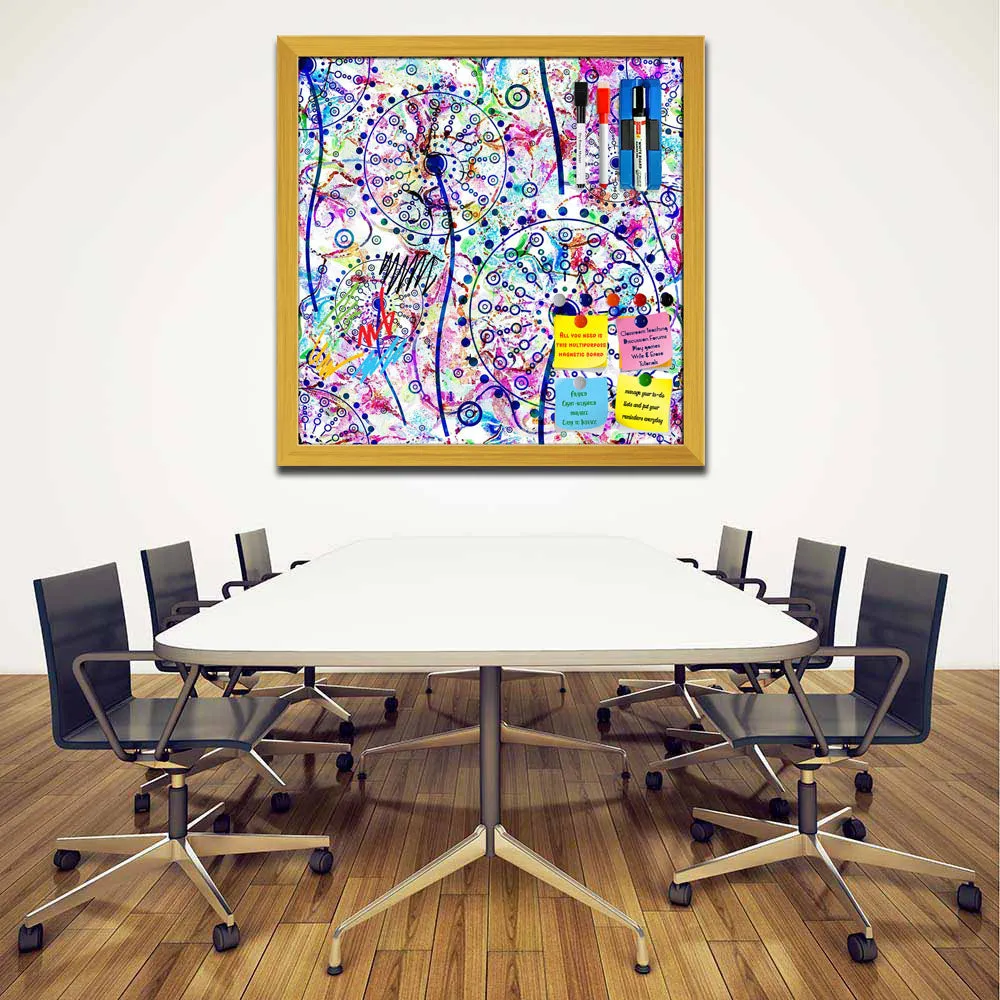 Abstract Floral Pattern Framed Magnetic Dry Erase Board | Combo with Magnet Buttons & Markers