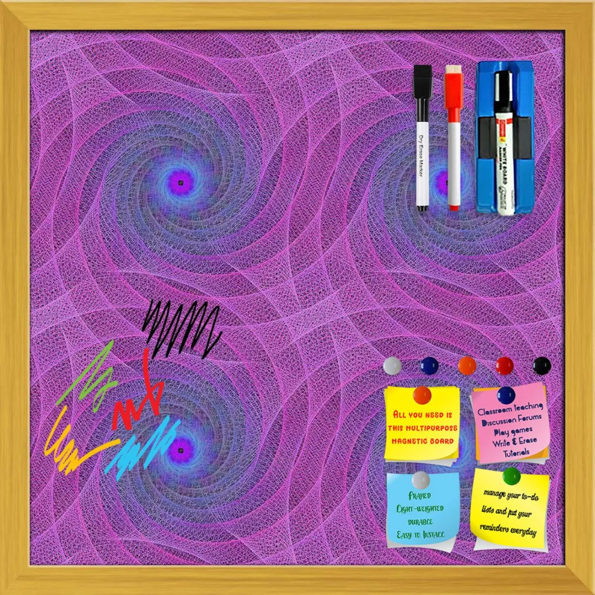 Abstract Fractal Pattern D1 Framed Magnetic Dry Erase Board | Combo with Magnet Buttons & Markers