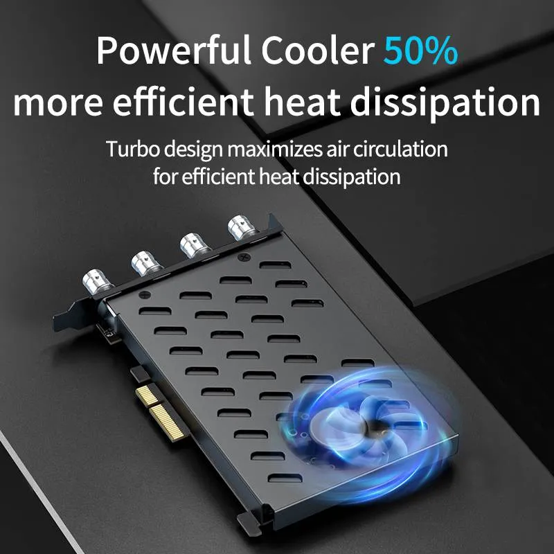 Acasis 4 SDI PCIe Video Capture Card 1080P 60FPS with Built-in Fan