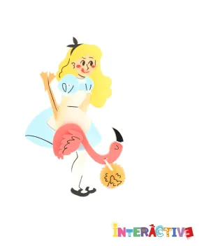 Alice Playing Croquet Brooch -Interactive-