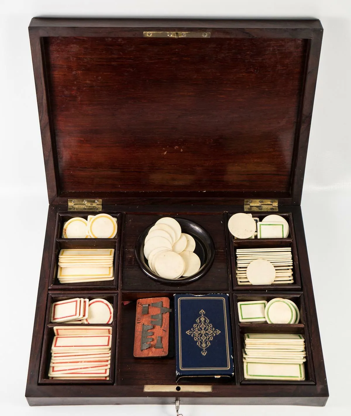 Antique French Boulle Gaming or Card Playing Box, c.1850, Gaming Tokens, Cards