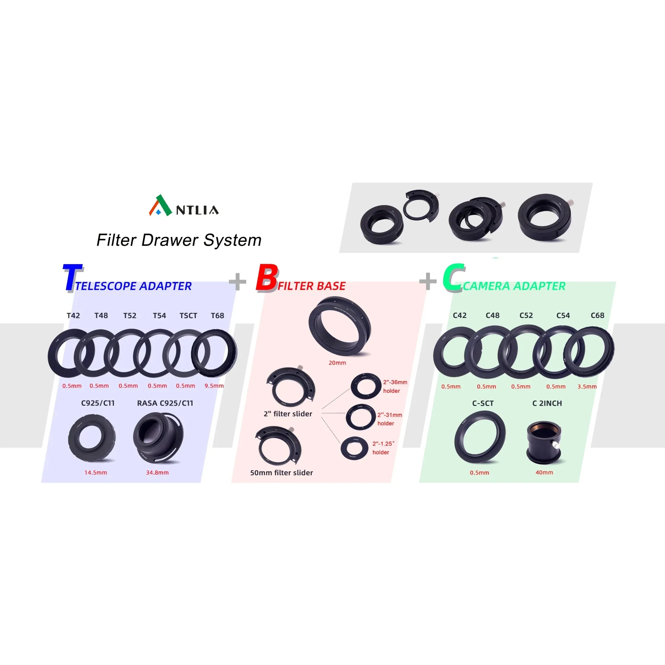 Antlia Filter Drawer and Adapters (Parts Only)