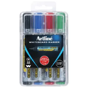Artline 577 Whiteboard Marker 2mm Assorted Colours Wallet 4 Hard Case