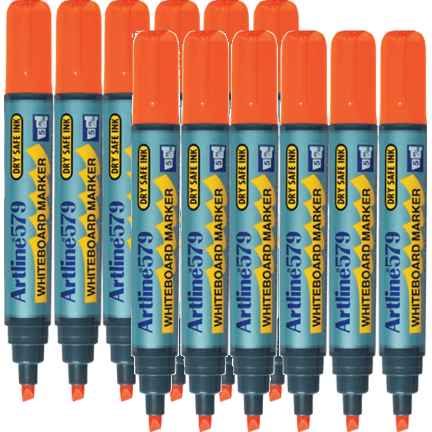 Artline 579 Whiteboard Marker 5mm Chisel Tip Orange Box 12