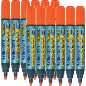 Artline 579 Whiteboard Marker 5mm Chisel Tip Orange Box 12