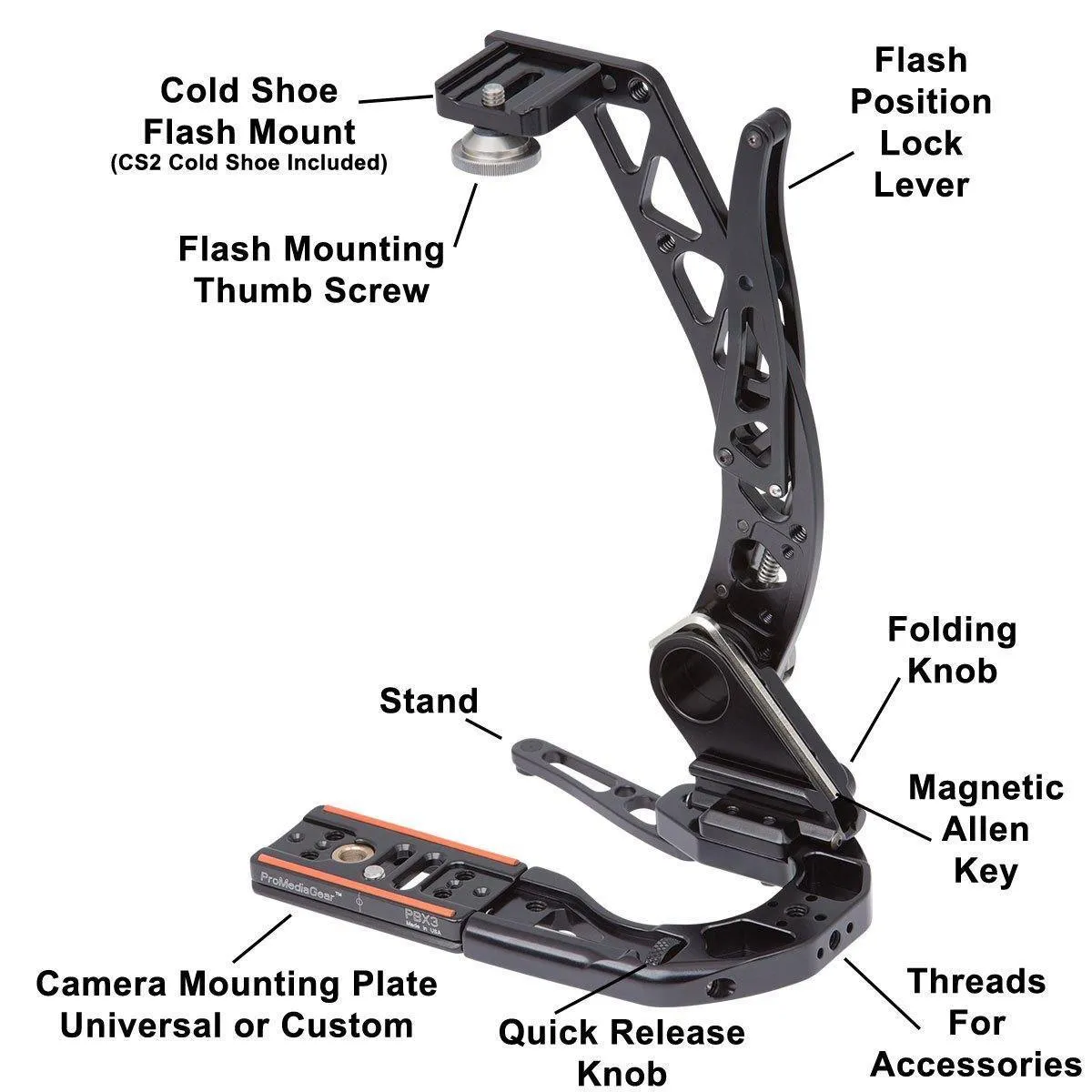 BBGv2 Boomerang Flash Bracket for Cameras with Battery Grip