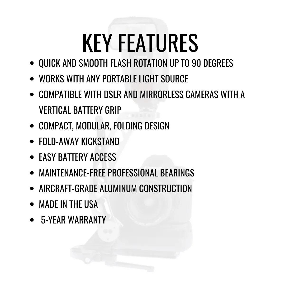 BBGv2 Boomerang Flash Bracket for Cameras with Battery Grip
