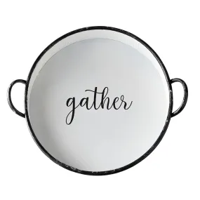 Black and White "Gather" Round Metal Tray