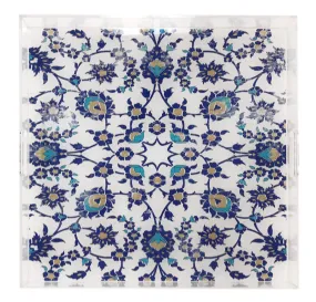 BOSPHORUS BLUE WHITE 18X18 ACRYLIC TRAY