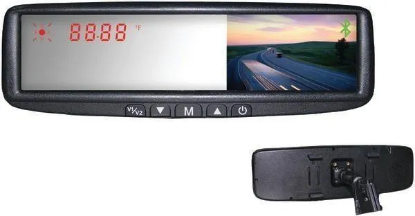 BOYO VTB45M 4.3inch Digital LCD Mirror Monitor with Dual-Mounting Solution, Bluetooth, FM Transmitter & Compass