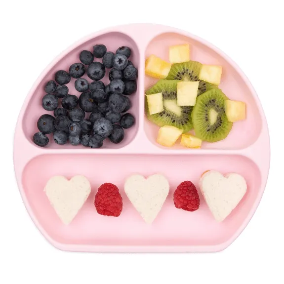 Bumkins Silicone Grip Dish | Pink with LID