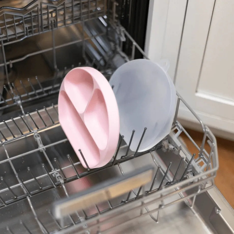 Bumkins Silicone Grip Dish | Pink with LID