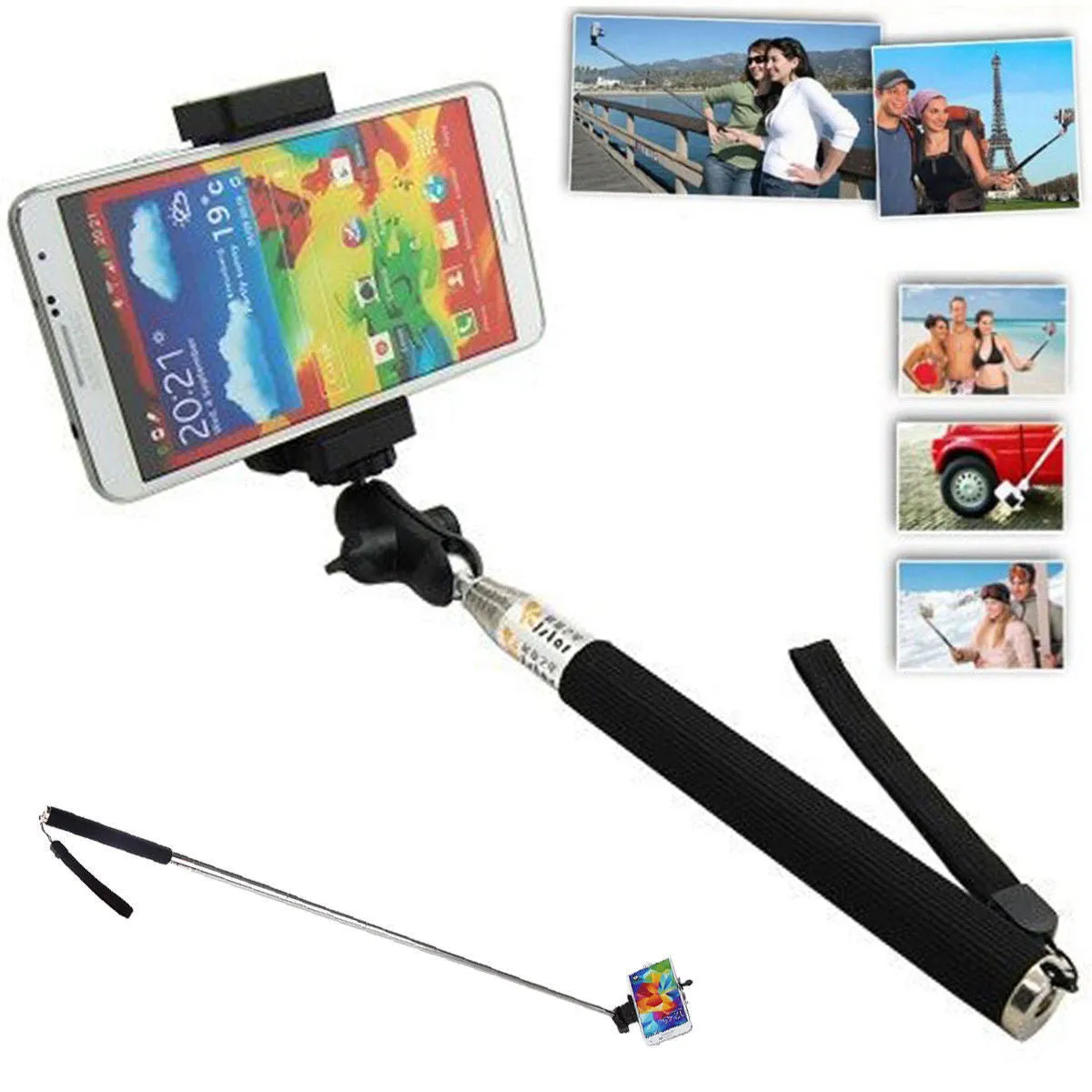 Camera Monopod Selfie Stick 1M for cellphone Apple iphone Multi Colors - Blue