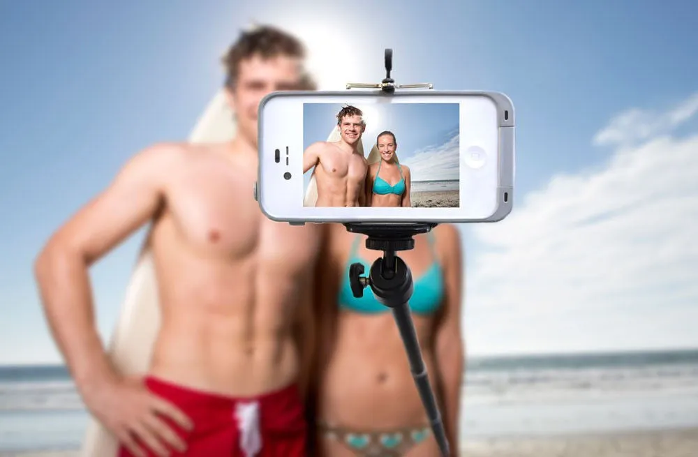 Camera Monopod Selfie Stick 1M for cellphone Apple iphone Multi Colors - White