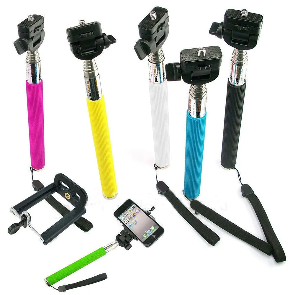Camera Monopod Selfie Stick 1M for cellphone Apple iphone Multi Colors - White