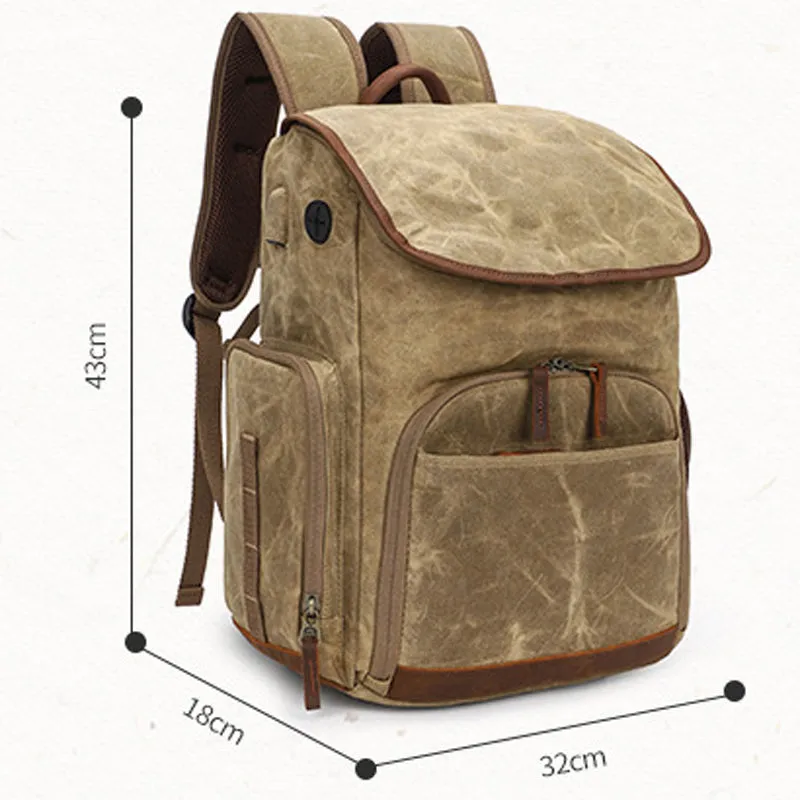 Canvas DSLR Camera Backpack Reteo Lens Bag For Adult