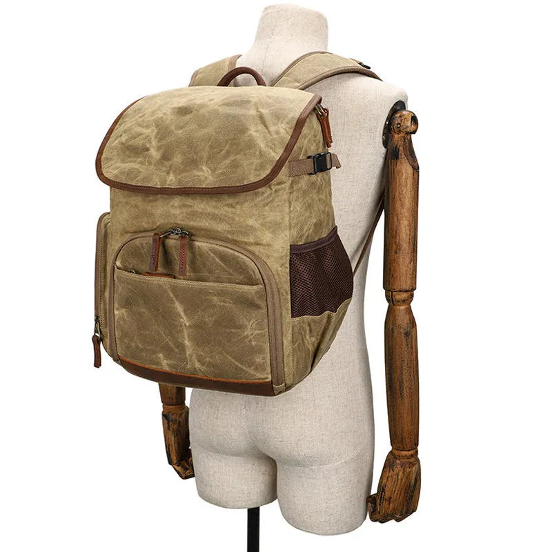 Canvas DSLR Camera Backpack Reteo Lens Bag For Adult