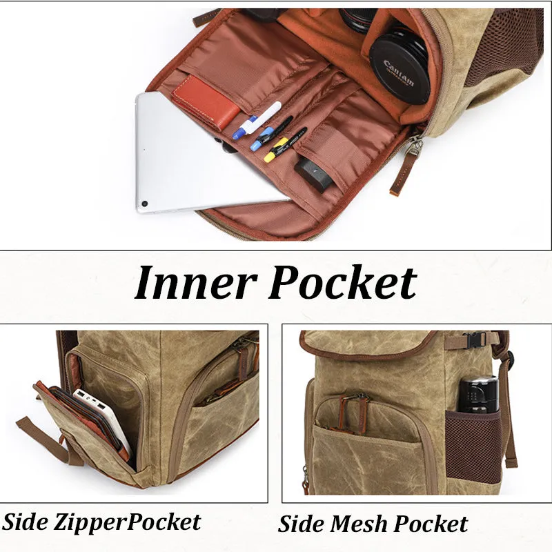 Canvas DSLR Camera Backpack Reteo Lens Bag For Adult