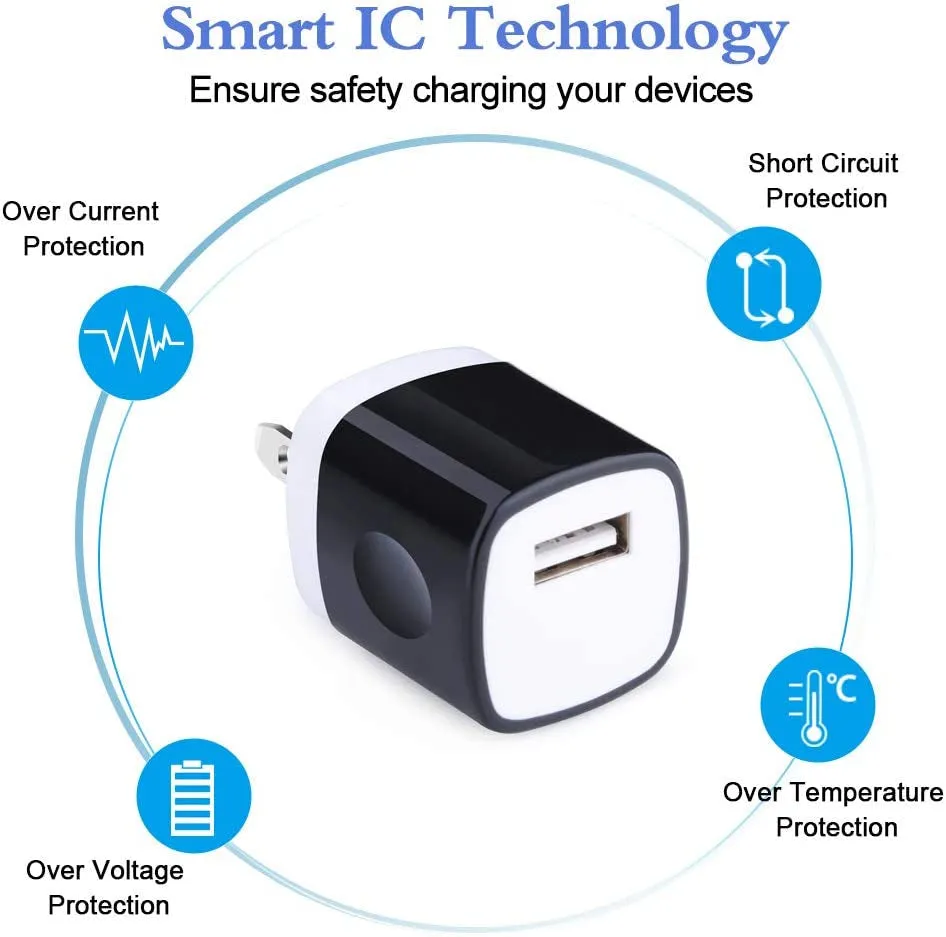 Charger Box,5Pack 1A/5V Single Port USB Wall Charger Cube Plug Charging Block Brick for iPhone 14 Pro Max 13 12 11 XS X 8,Samsung Galaxy S23 A53 A73 A14 A13 S22 S21 S20,Pixel 7 6a,Moto G9 G8,LG Stylo