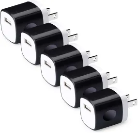 Charger Box,5Pack 1A/5V Single Port USB Wall Charger Cube Plug Charging Block Brick for iPhone 14 Pro Max 13 12 11 XS X 8,Samsung Galaxy S23 A53 A73 A14 A13 S22 S21 S20,Pixel 7 6a,Moto G9 G8,LG Stylo