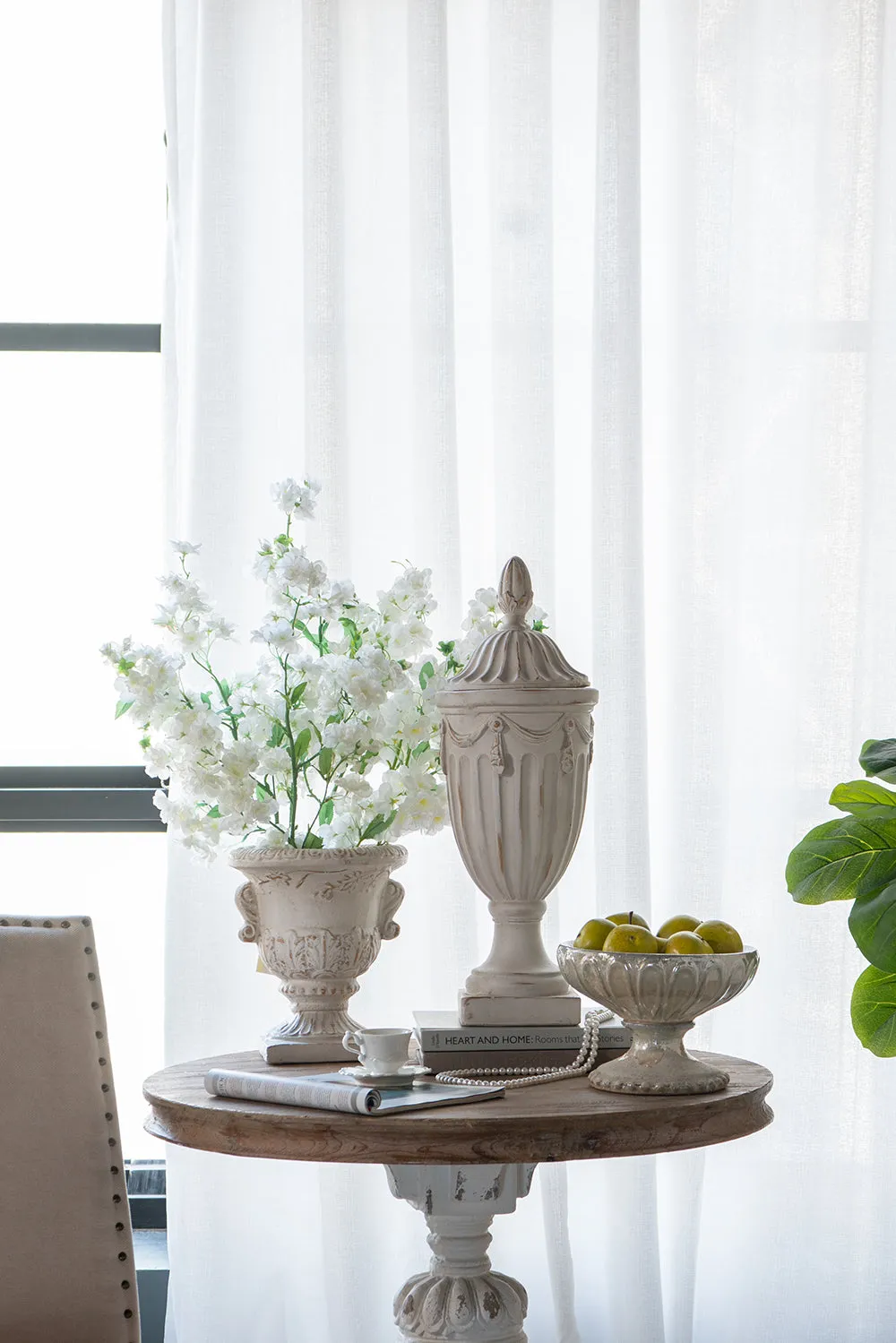Classical White Pedestal Lidded Vase