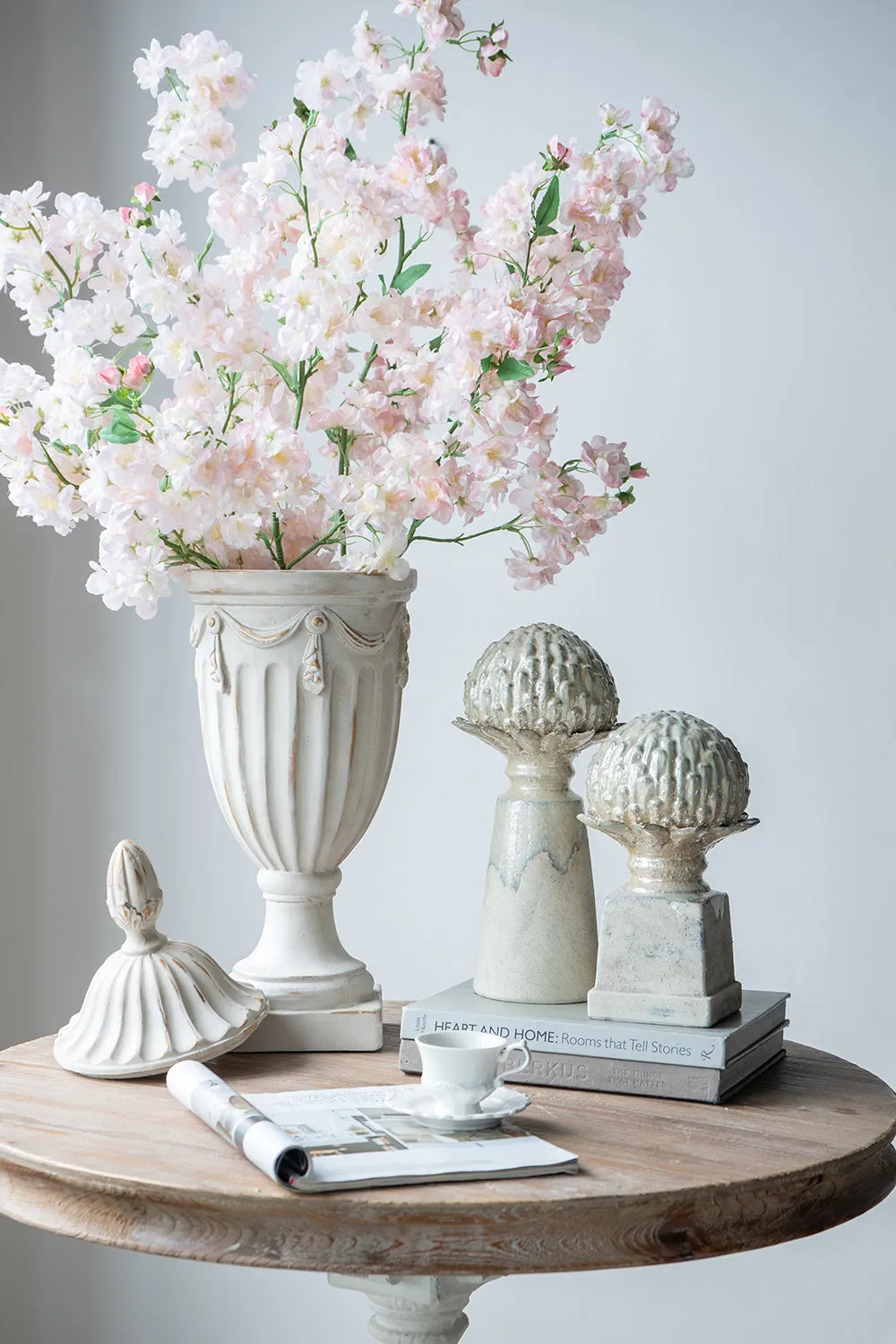 Classical White Pedestal Lidded Vase