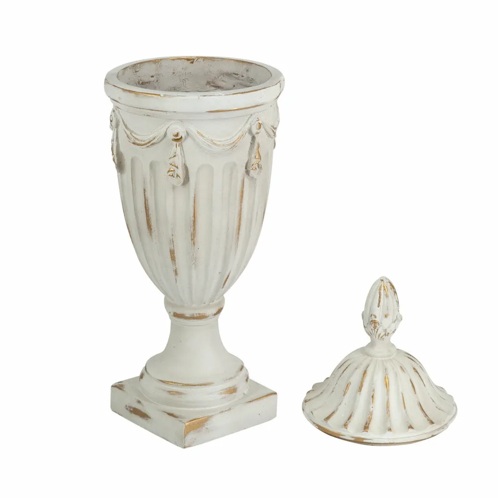 Classical White Pedestal Lidded Vase