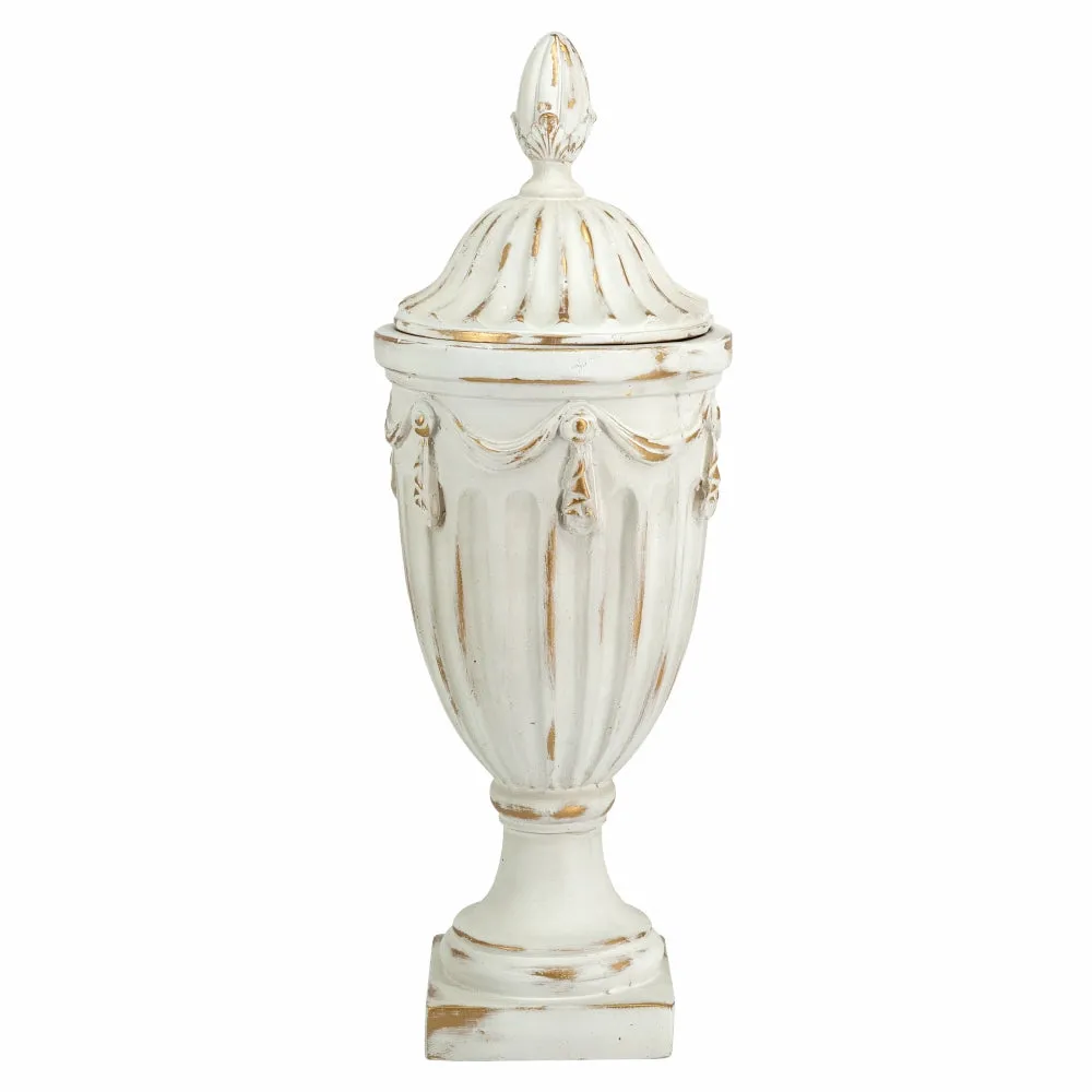 Classical White Pedestal Lidded Vase