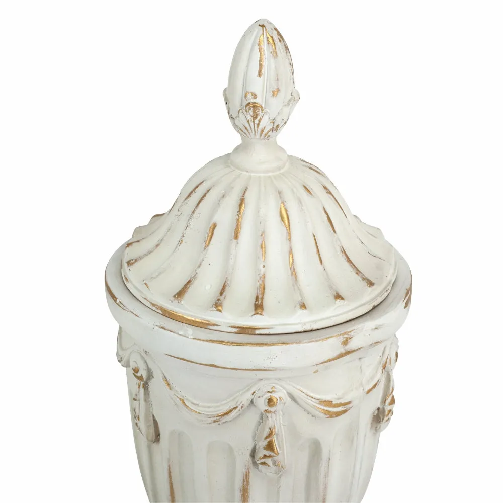 Classical White Pedestal Lidded Vase