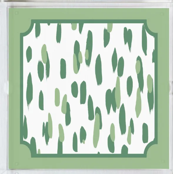 Club House Meadow Green Square Acrylic Tray, 3 Sizes