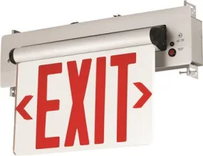 Compass Led Exit Sign With Battery Red Letters Brushed Aluminum Surface Mount Single Face