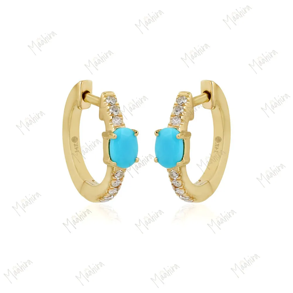 Diamond & Blue Sapphire Huggie 13mm
