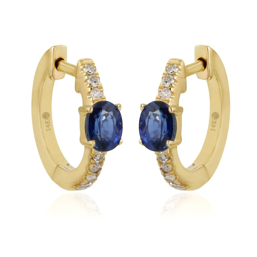 Diamond & Blue Sapphire Huggie 13mm