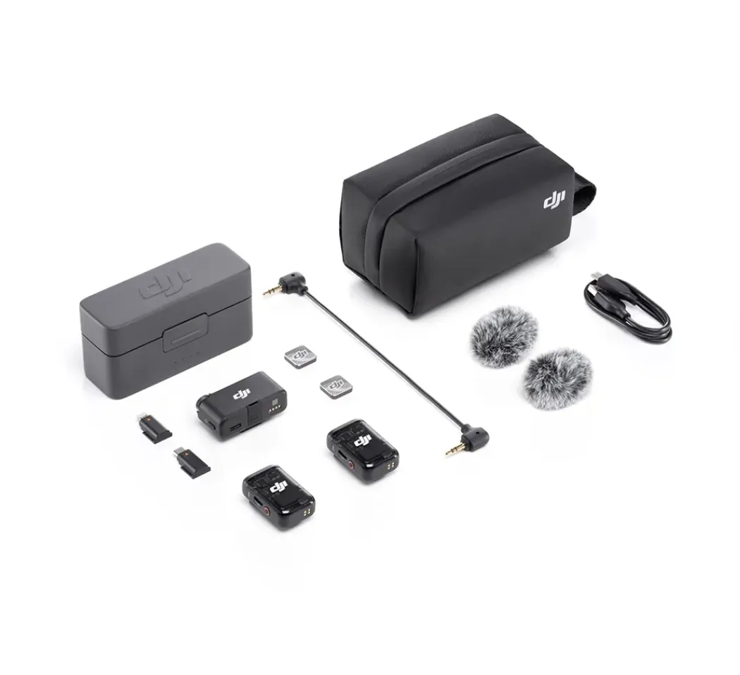 DJI Mic 2 Wireless Mic System Dual Microphone Kit  (2 TX   1 RX   Charging Case)