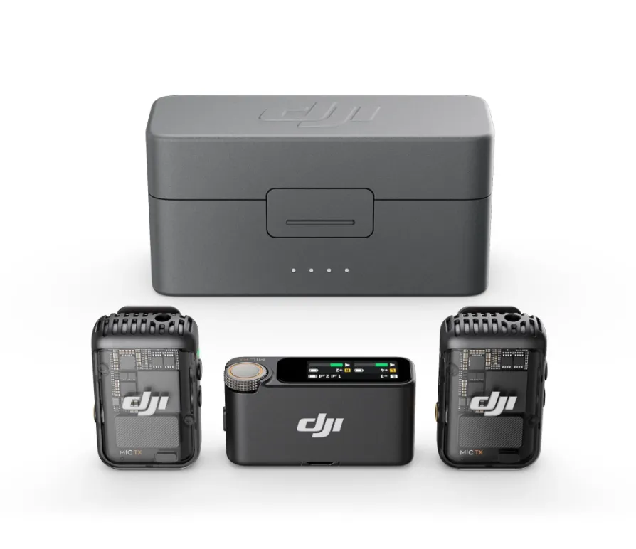 DJI Mic 2 Wireless Mic System Dual Microphone Kit  (2 TX   1 RX   Charging Case)