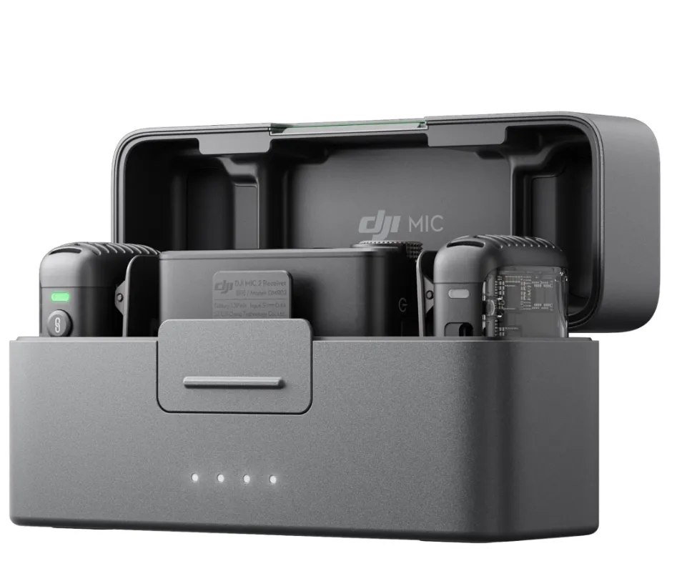 DJI Mic 2 Wireless Mic System Dual Microphone Kit  (2 TX   1 RX   Charging Case)
