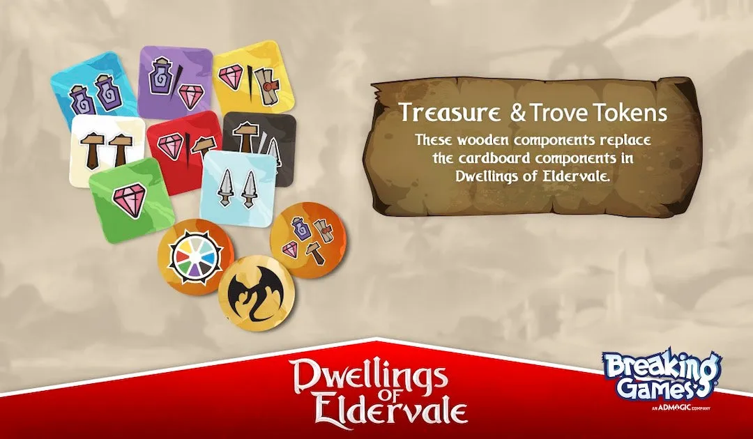 Dwellings of Eldervale - Wooden Upgrade Treasure and Trove Tokens