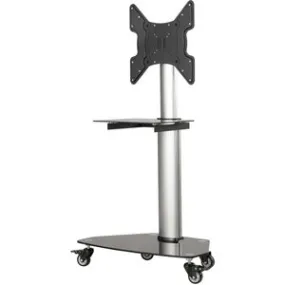 Eaton Tripp Lite Premier Rolling TV Cart, 32 to 55 Displays, Black Glass Base, Shelf, Locking Casters