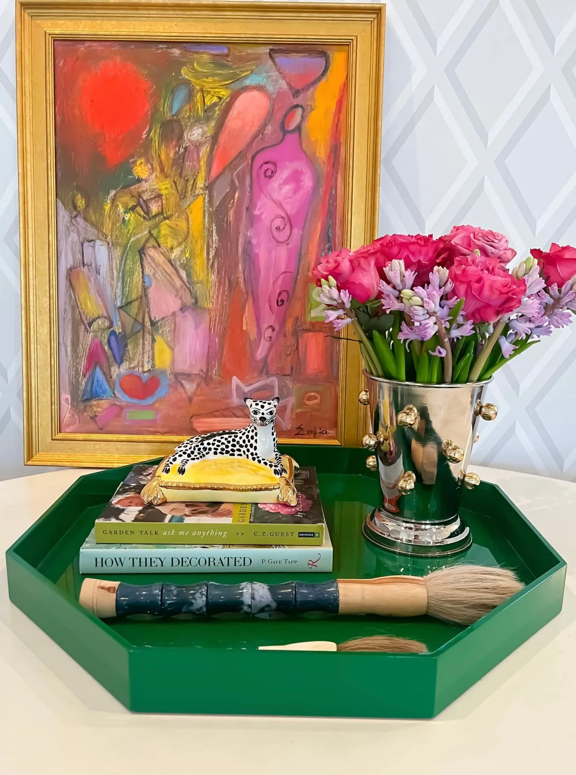 Emerald Octagonal Lacquered Tray
