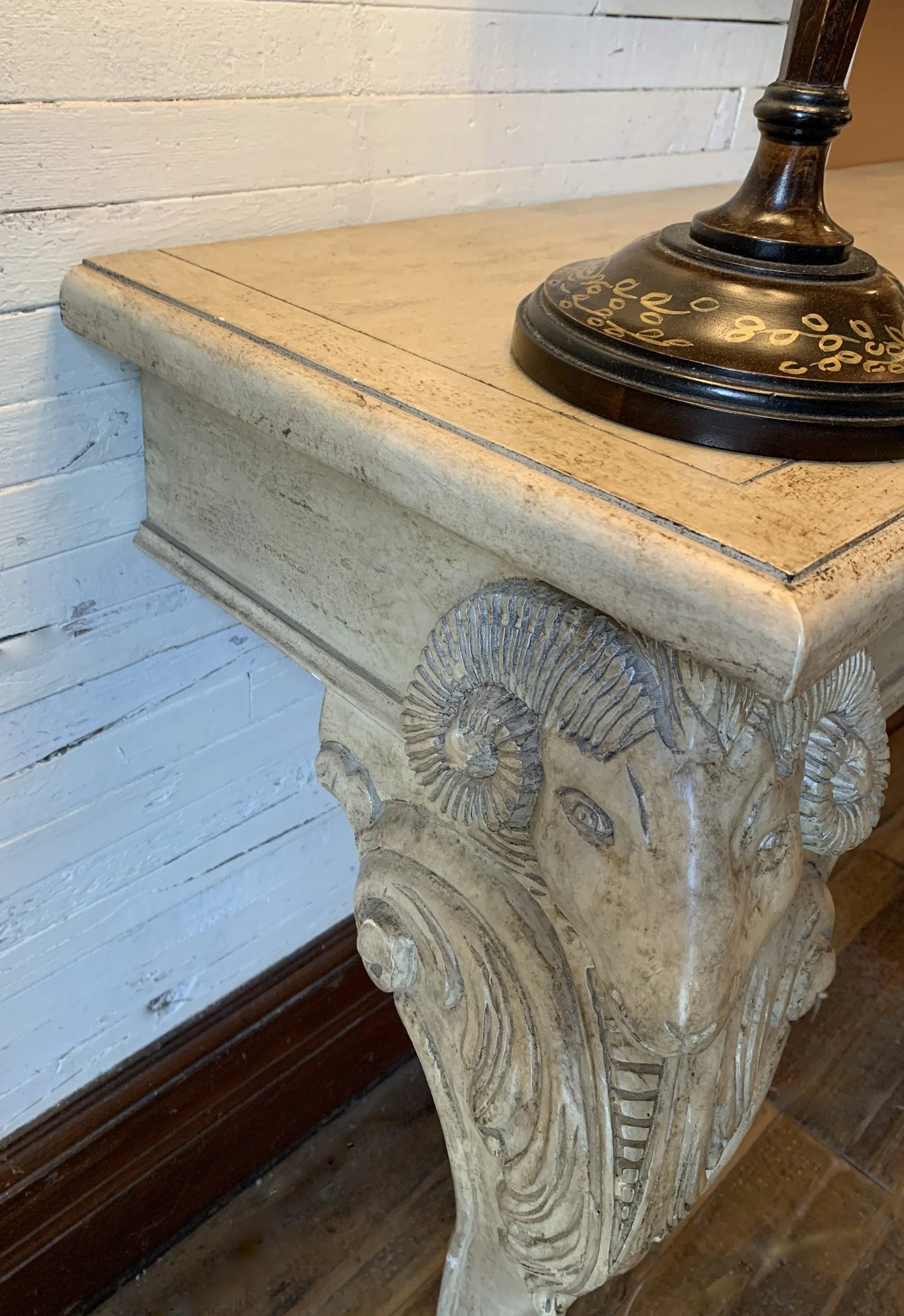 Entry Table, Custom One-of-a-Kind, Rams Heads