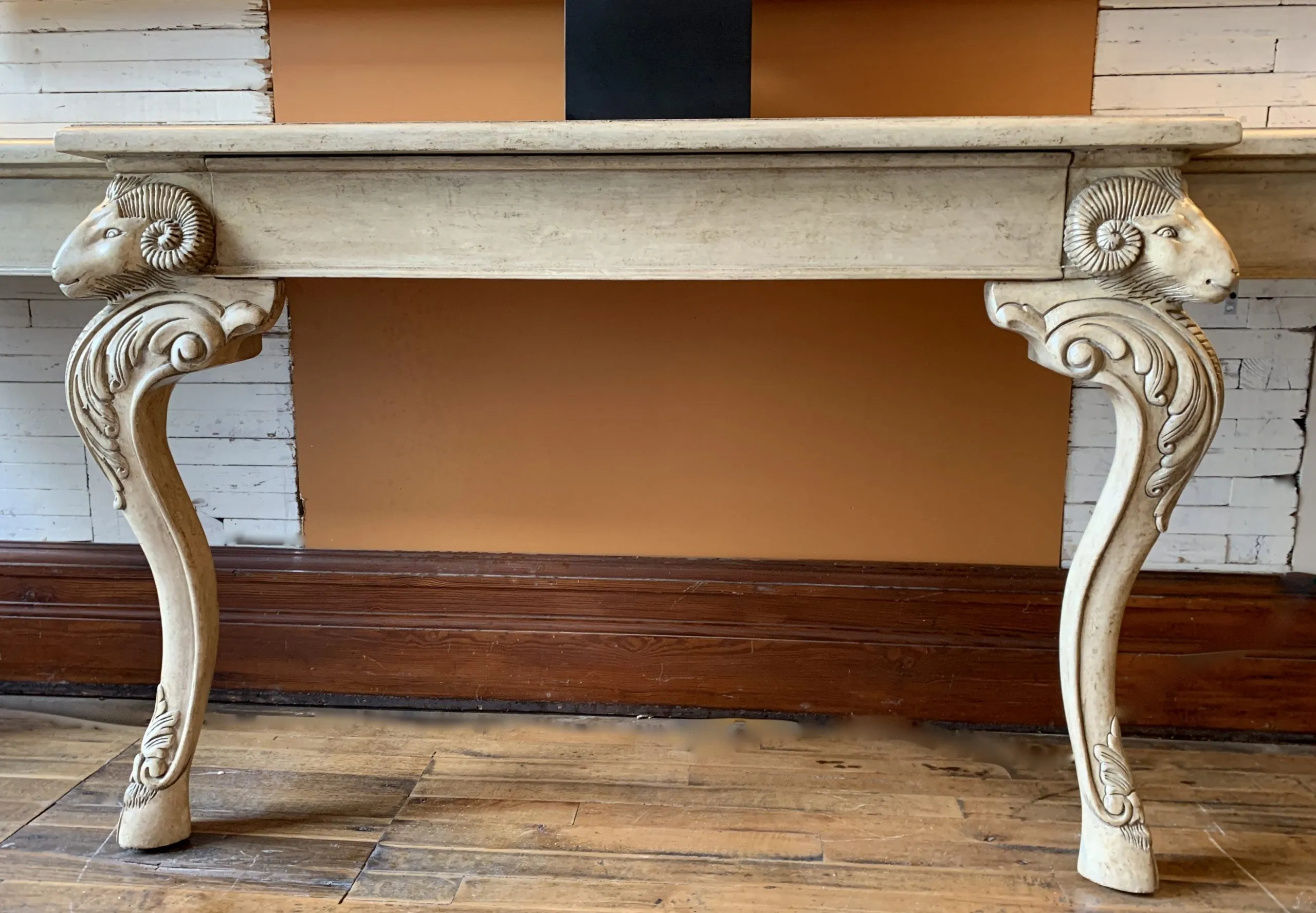 Entry Table, Custom One-of-a-Kind, Rams Heads