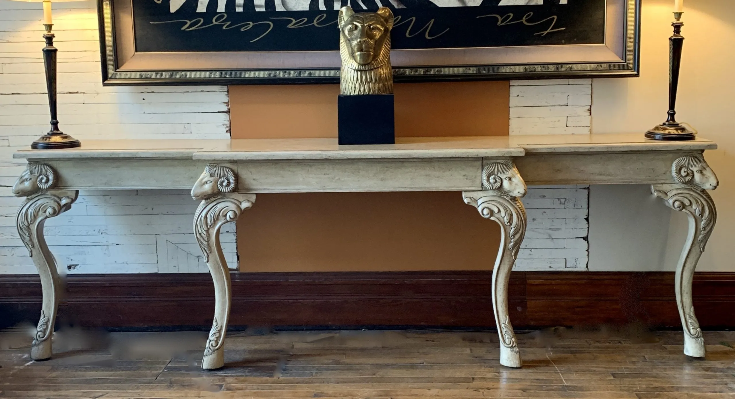 Entry Table, Custom One-of-a-Kind, Rams Heads