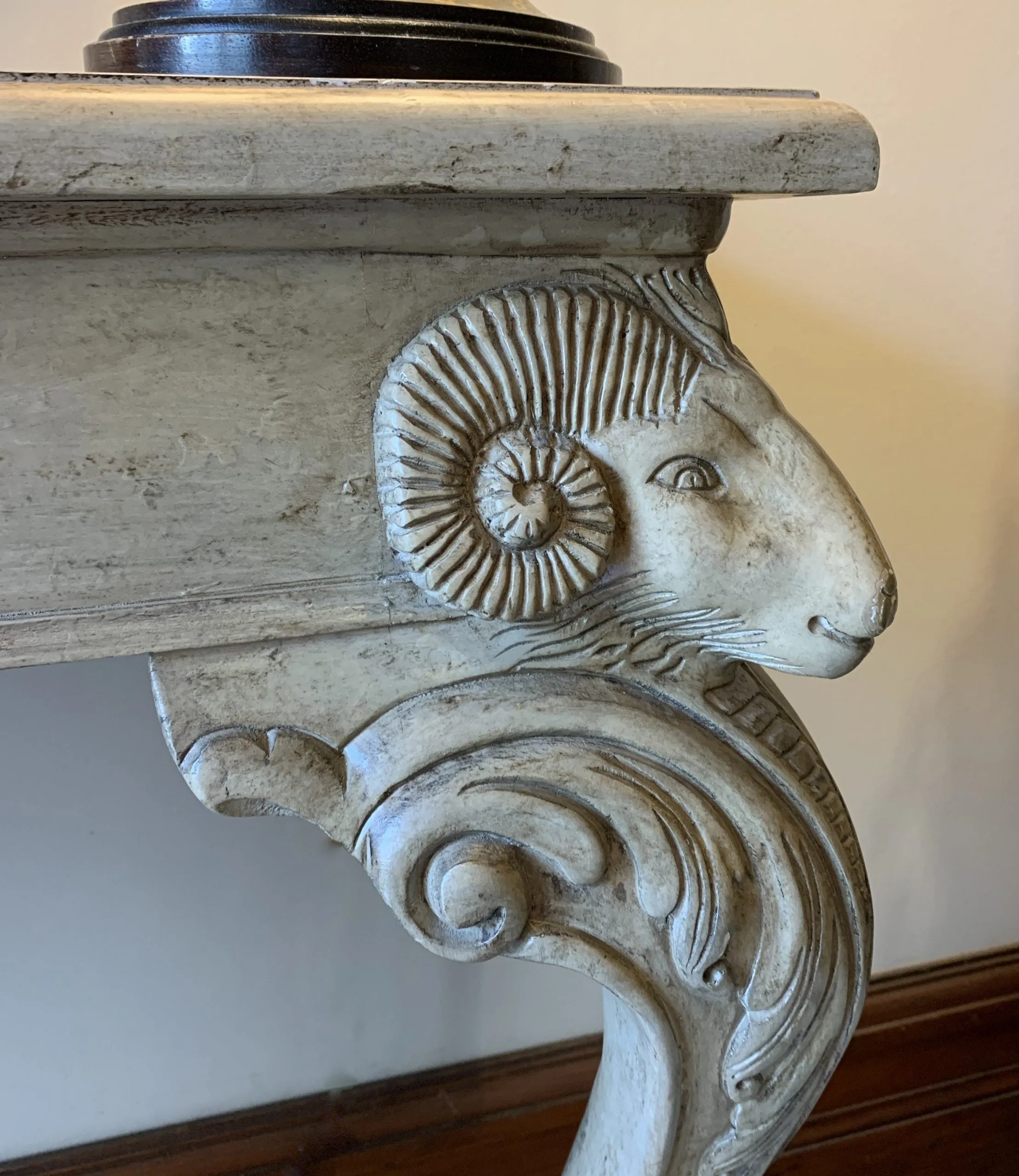 Entry Table, Custom One-of-a-Kind, Rams Heads