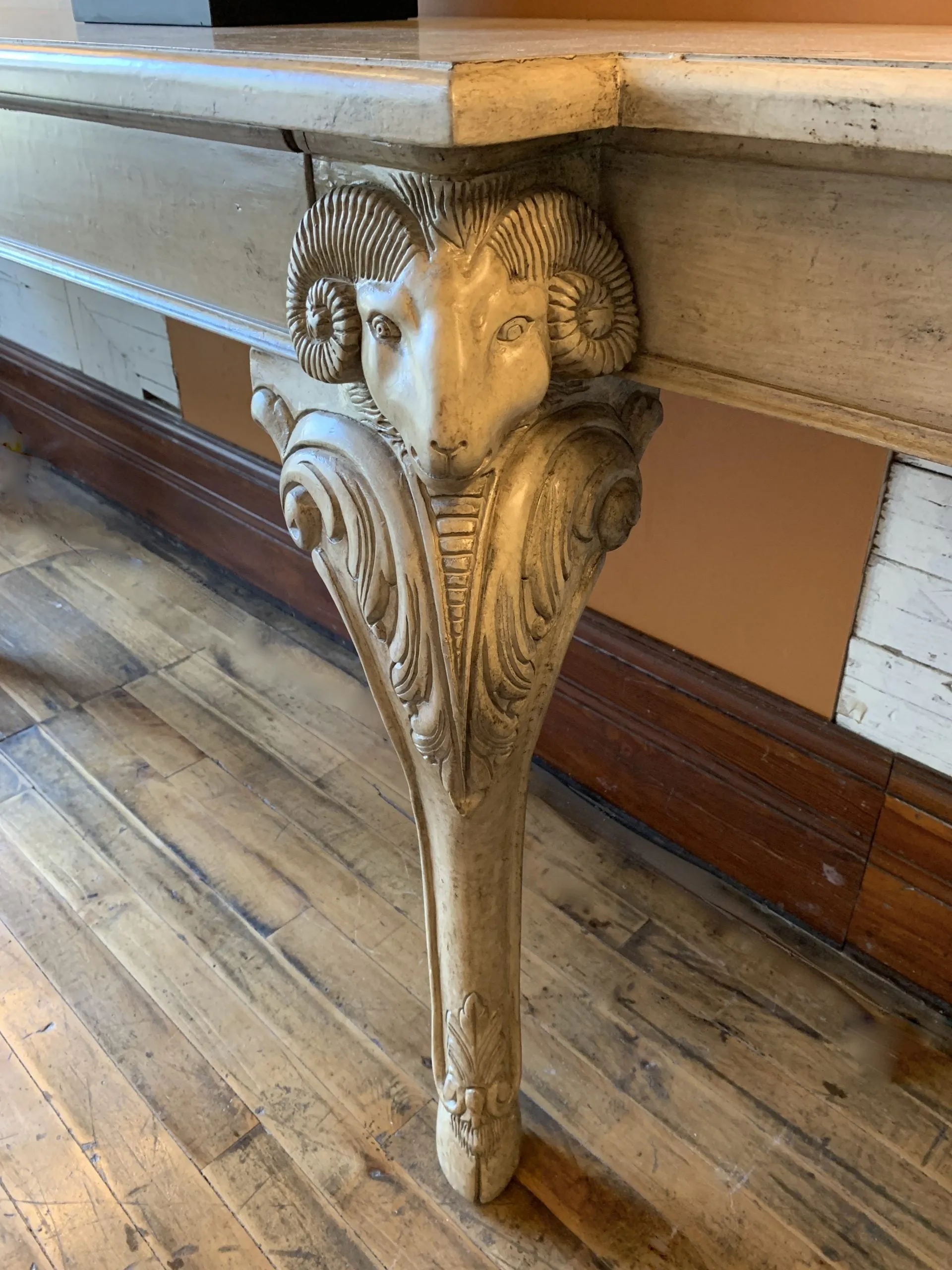 Entry Table, Custom One-of-a-Kind, Rams Heads